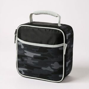 Camouflage Black and Gray Zippered Lunch Bag